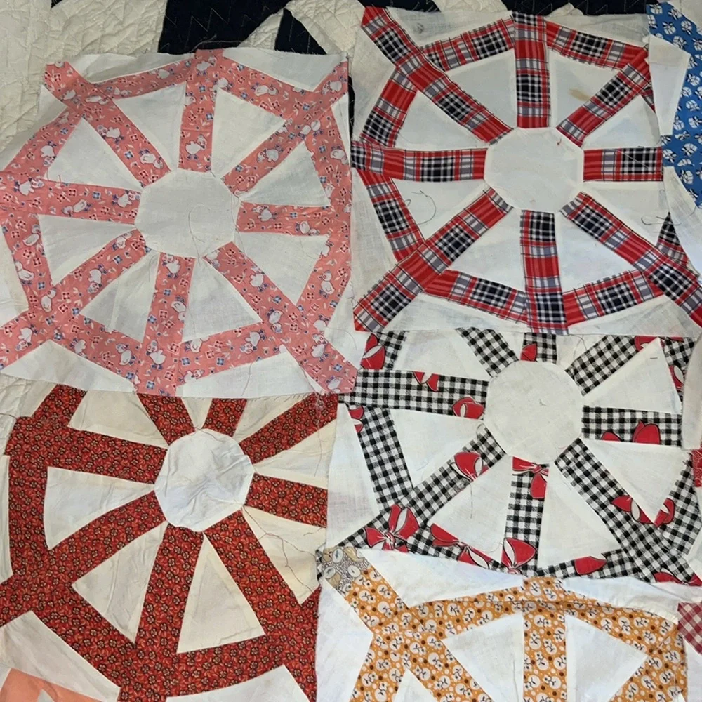 12 Colorful Patchwork Quilt Squares handmade 12”